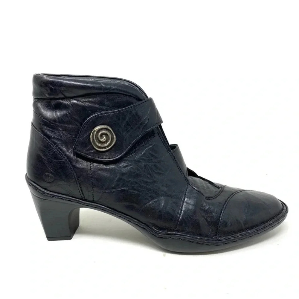 [38/US7-7.5]Josef Seibel Calla 02 WMN Black Leather Ankle Boot Stretch Strap